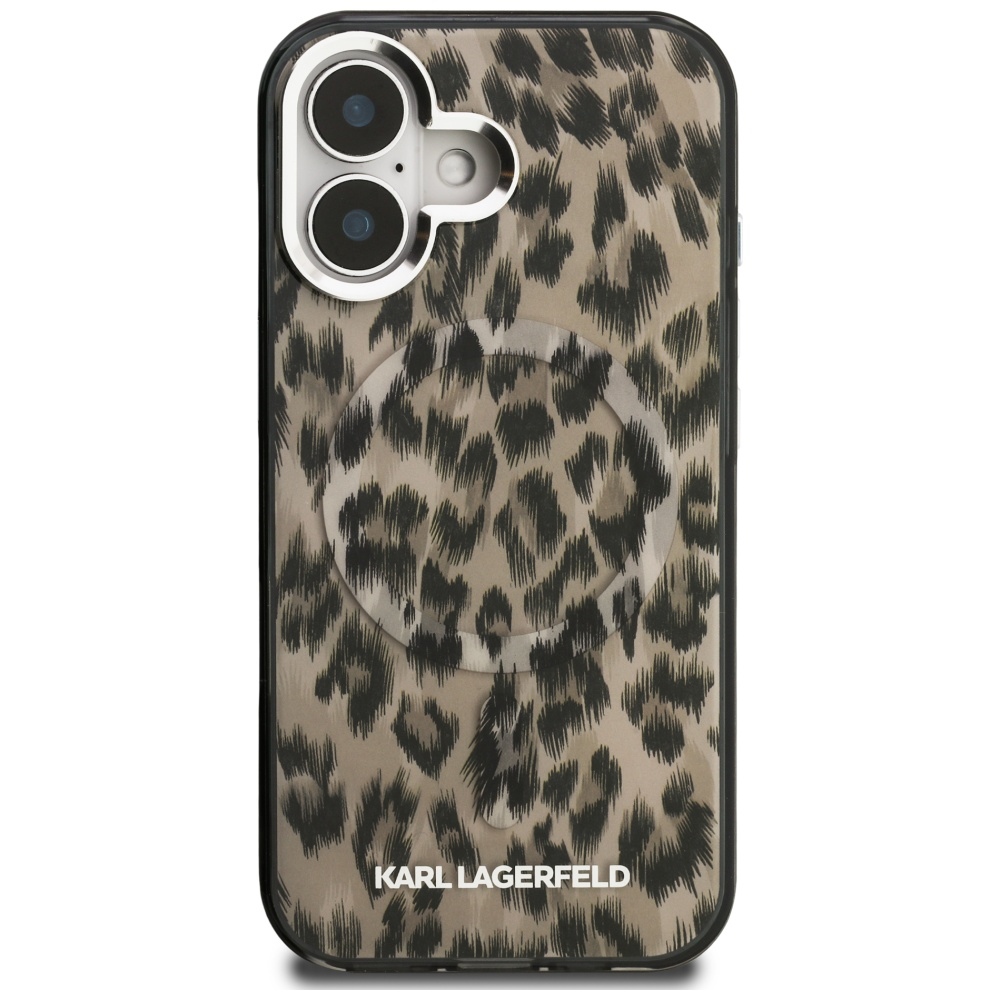 Karl Lagerfeld IML Leopard Pattern MagSafe, markowa licencjonowana obudowa modny styl designerski, brązowy w cętkami